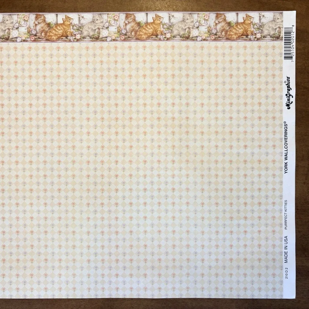 Minigraphics 2pcs Purrfect Kitties York Dollhouse Wallpaper Miniature 210D2